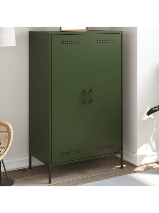 Skříň highboard olivově zelená 68 x 39 x 113 cm ocel