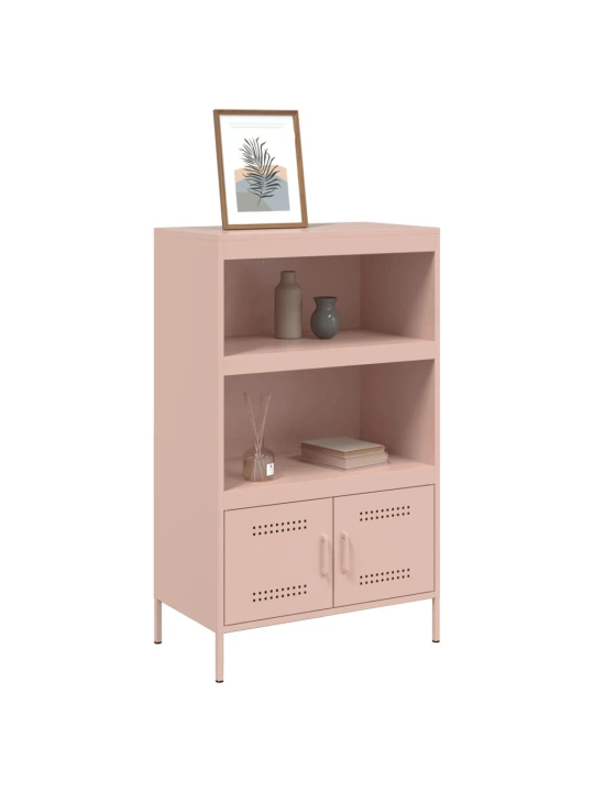 Skříň highboard růžová 68 x 39 x 113 cm ocel