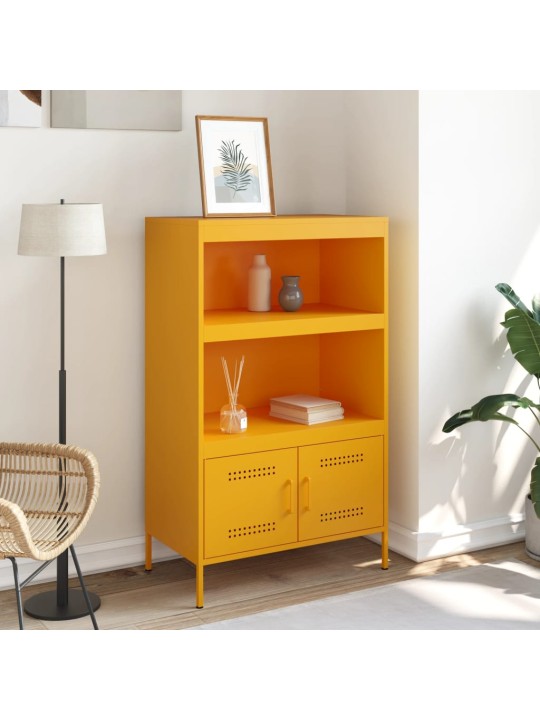 Skříň highboard hořčicově žlutá 68 x 39 x 113 cm ocel