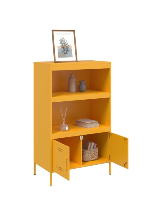 Skříň highboard hořčicově žlutá 68 x 39 x 113 cm ocel