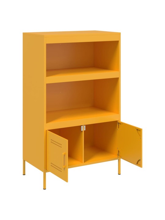 Skříň highboard hořčicově žlutá 68 x 39 x 113 cm ocel