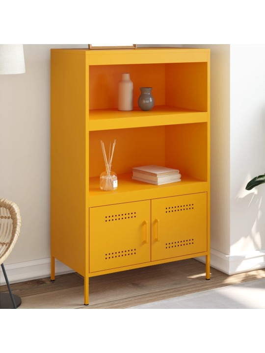 Skříň highboard hořčicově žlutá 68 x 39 x 113 cm ocel