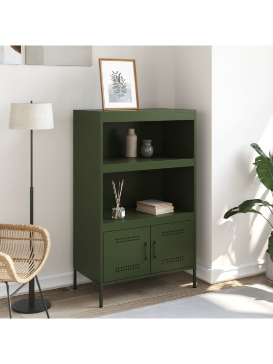 Skříň highboard olivově zelená 68 x 39 x 113 cm ocel