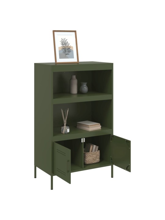 Skříň highboard olivově zelená 68 x 39 x 113 cm ocel