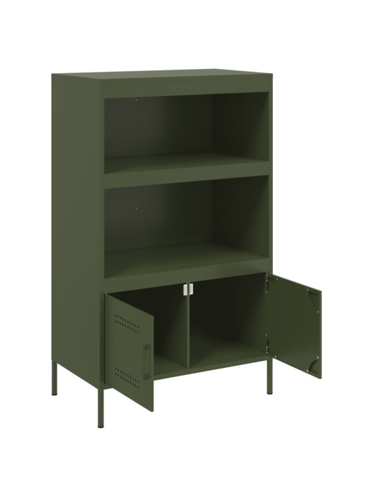 Skříň highboard olivově zelená 68 x 39 x 113 cm ocel