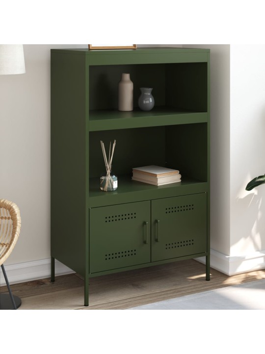 Skříň highboard olivově zelená 68 x 39 x 113 cm ocel