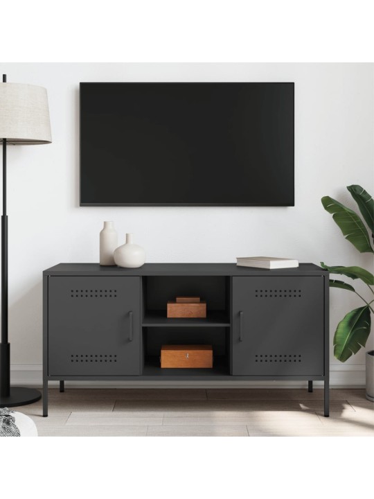 TV skříňka černá 100,5 x 39 x 50,5 cm ocel