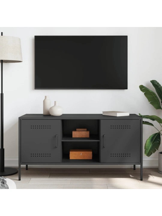 TV skříňka černá 100,5 x 39 x 50,5 cm ocel