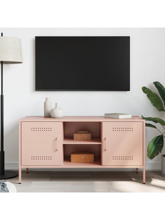 TV skříňka růžová 100,5 x 39 x 50,5 cm ocel