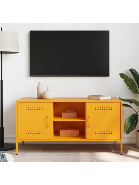TV skříňka hořčicově žlutá 100,5 x 39 x 50,5 cm ocel