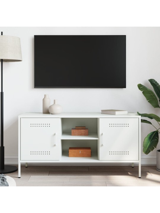 TV skříňka bílá 100,5 x 39 x 50,5 cm ocel