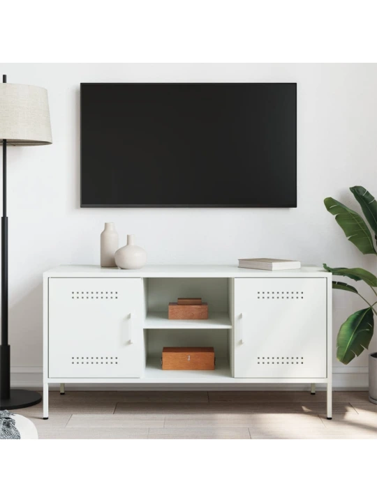 TV skříňka bílá 100,5 x 39 x 50,5 cm ocel