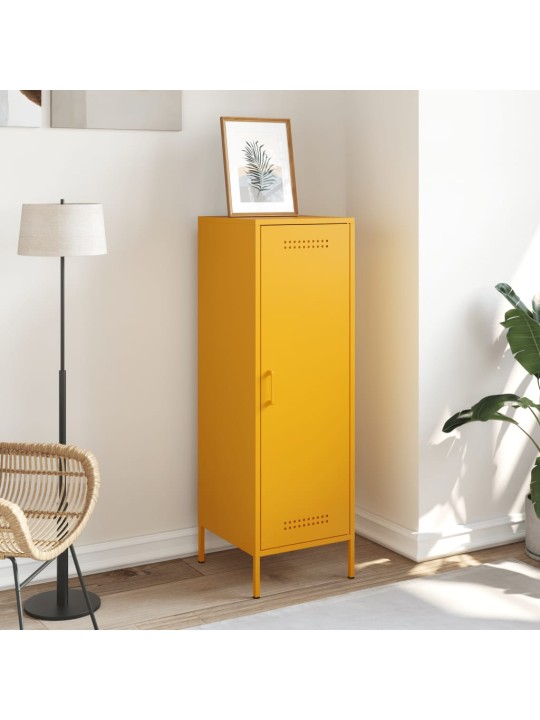 Skříň highboard hořčicově žlutá 36 x 39 x 113 cm ocel