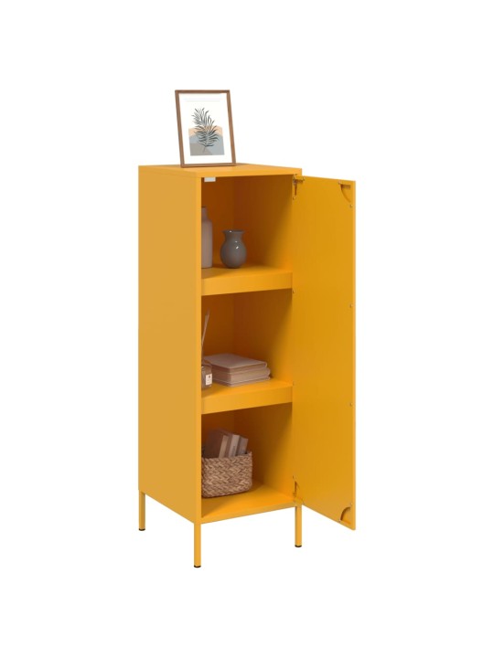 Skříň highboard hořčicově žlutá 36 x 39 x 113 cm ocel