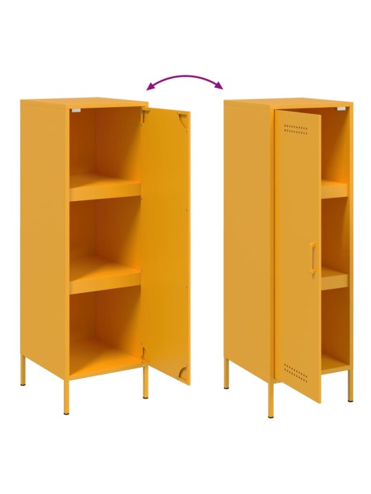 Skříň highboard hořčicově žlutá 36 x 39 x 113 cm ocel