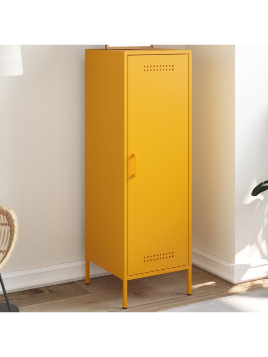 Skříň highboard hořčicově žlutá 36 x 39 x 113 cm ocel