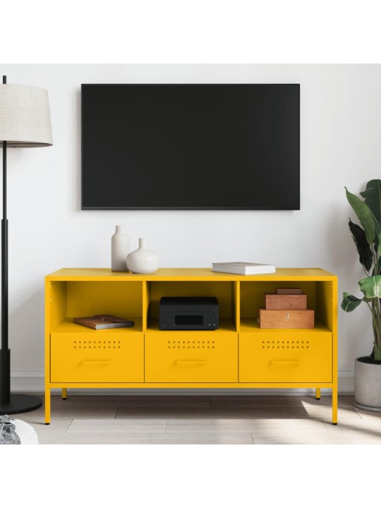 TV skříňka hořčicově žlutá 100,5 x 39 x 50,5 cm ocel