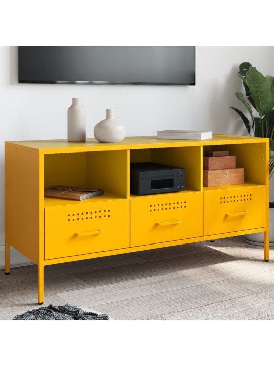 TV skříňka hořčicově žlutá 100,5 x 39 x 50,5 cm ocel