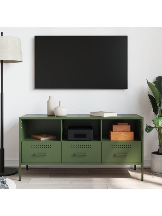 TV skříňka olivově zelená 100,5 x 39 x 50,5 cm ocel