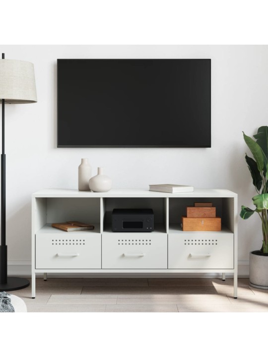 TV skříňka bílá 100,5 x 39 x 50,5 cm ocel