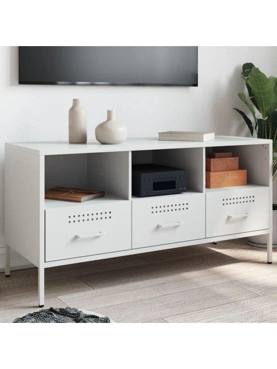 TV skříňka bílá 100,5 x 39 x 50,5 cm ocel