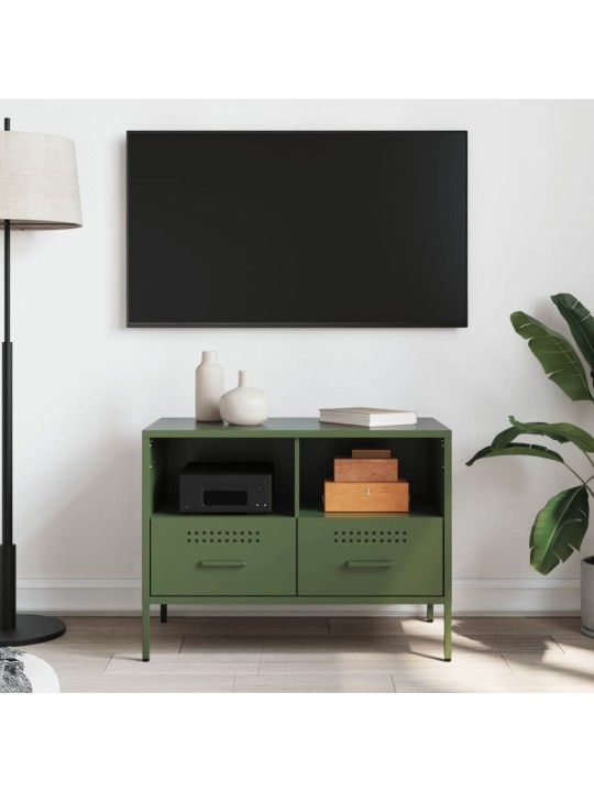 TV skříňka olivově zelená 68 x 39 x 50,5 cm ocel