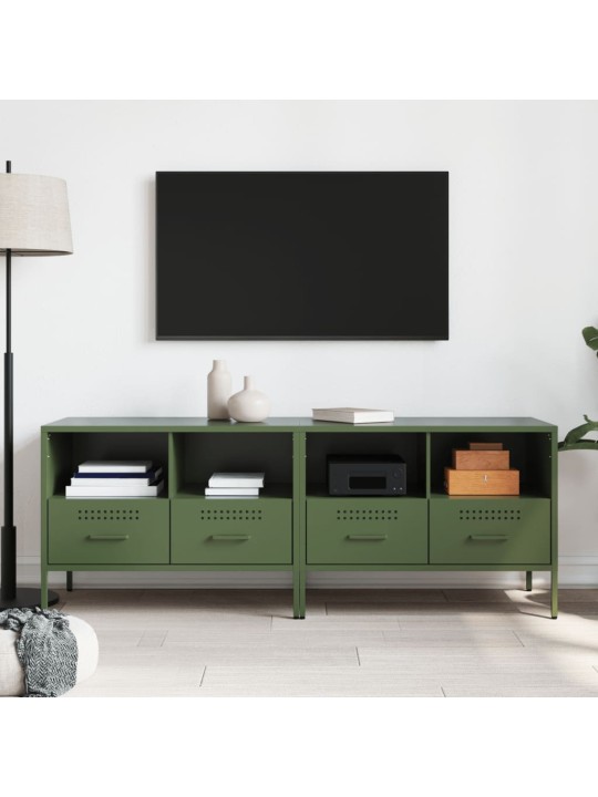 TV skříňky 2 ks olivově zelené 68 x 39 x 50,5 cm ocel