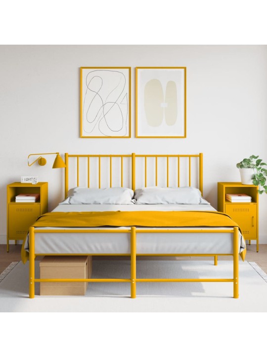 Noční stolky 2 ks hořčicově žluté 36 x 39 x 68 cm ocel