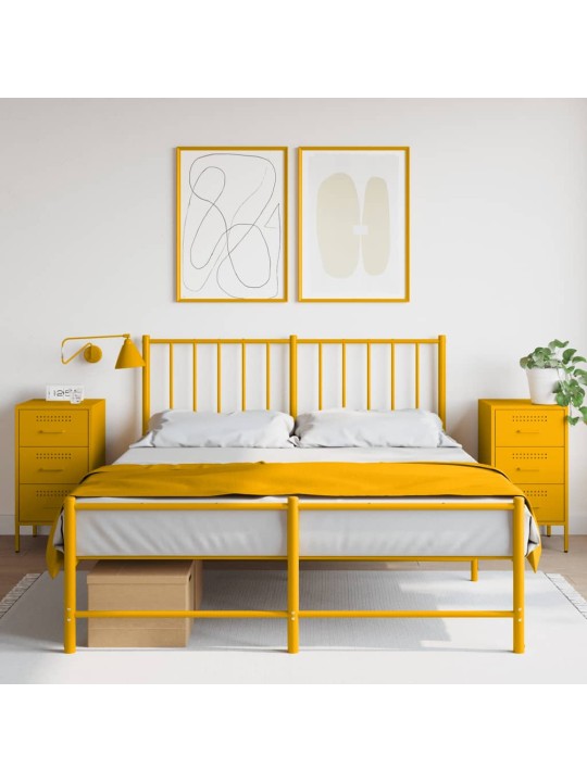 Noční stolky 2 ks hořčicově žluté 36 x 39 x 68 cm ocel