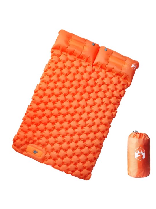 Samonafukovací kempingová matrace s polštáři 2 osoby oranžová