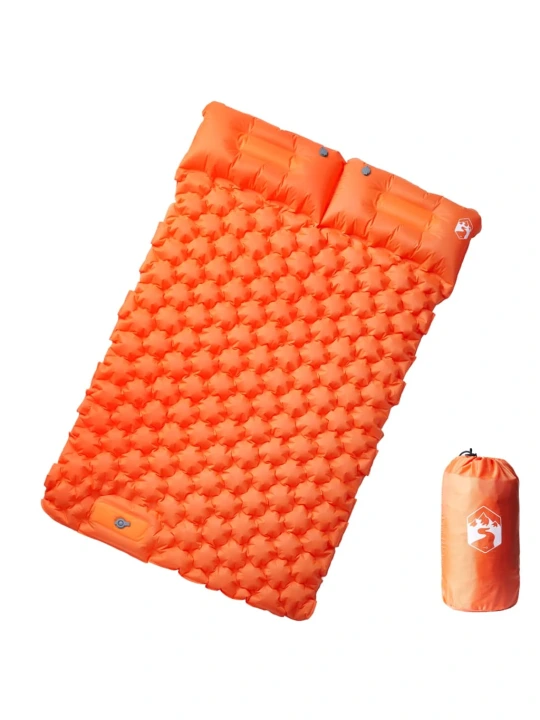 Samonafukovací kempingová matrace s polštáři 2 osoby oranžová
