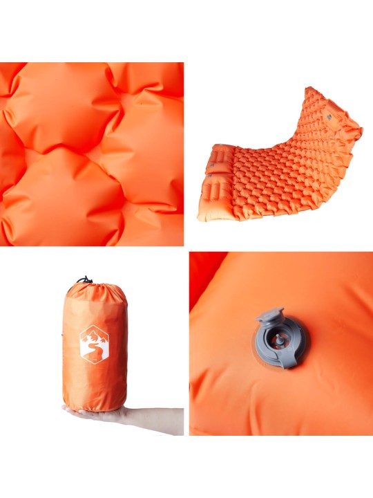 Samonafukovací kempingová matrace s polštáři 2 osoby oranžová