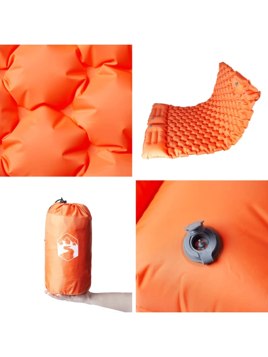 Samonafukovací kempingová matrace s polštáři 2 osoby oranžová