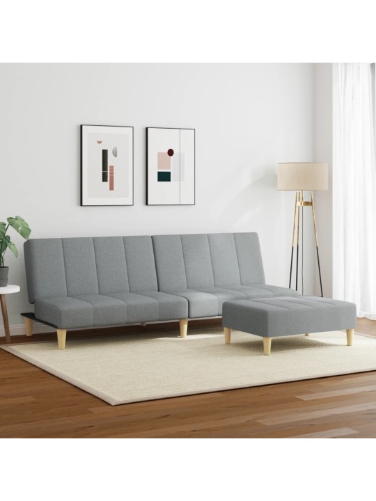 2místná rozkládací pohovka s podnožkou světle šedá textil