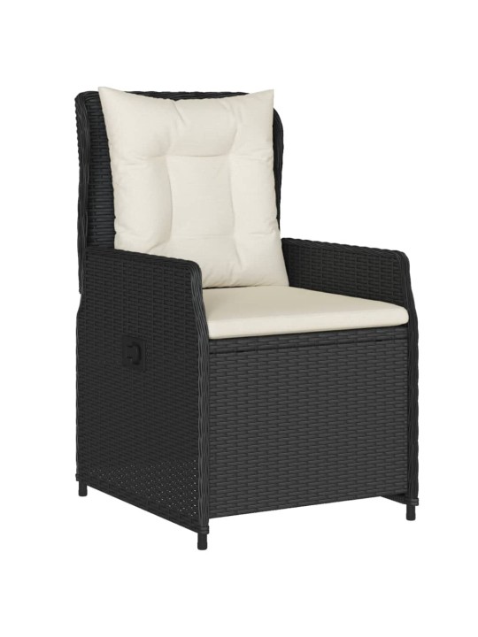 3dílný bistro set s poduškami černý polyratan