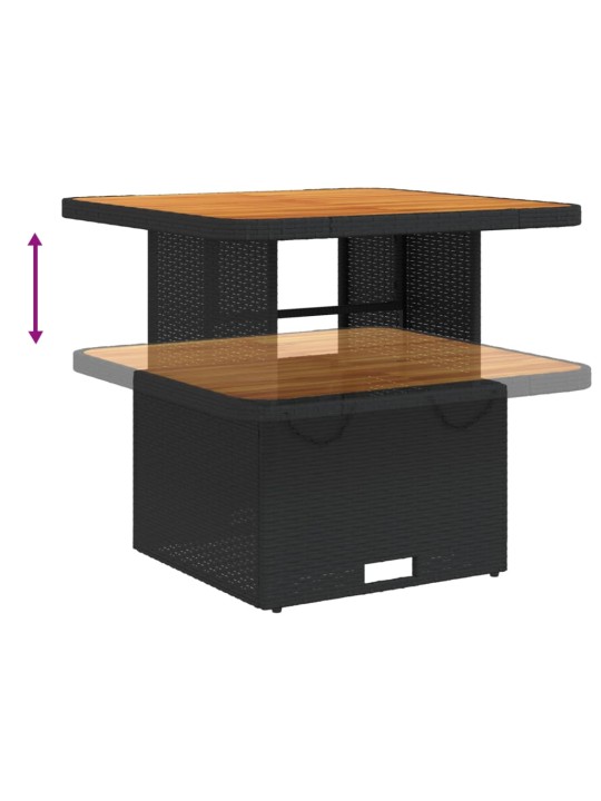 3dílný bistro set s poduškami černý polyratan