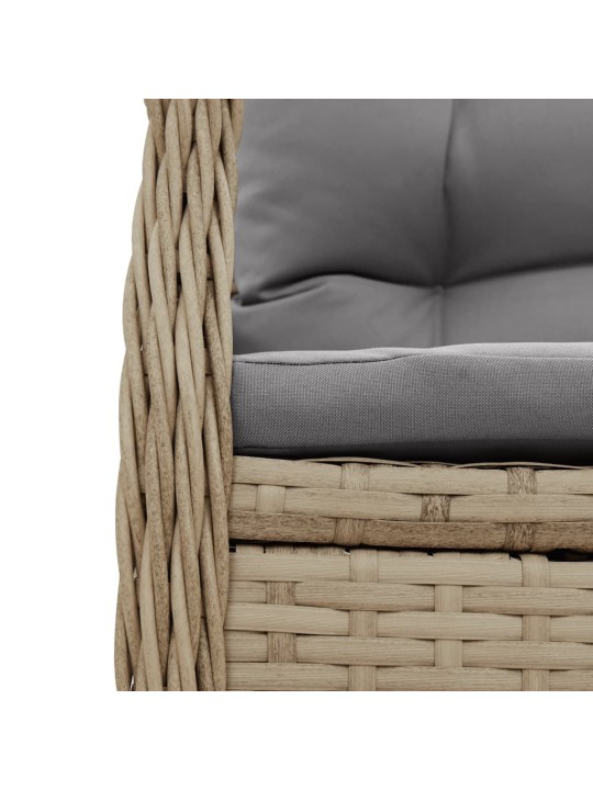 3dílný bistro set s poduškami béžový polyratan