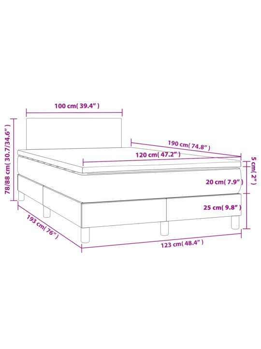 Box spring postel s matrací tmavě šedá 120x190 cm textil