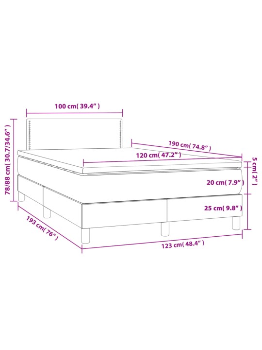 Box spring postel s matrací světle šedá 120x190 cm textil