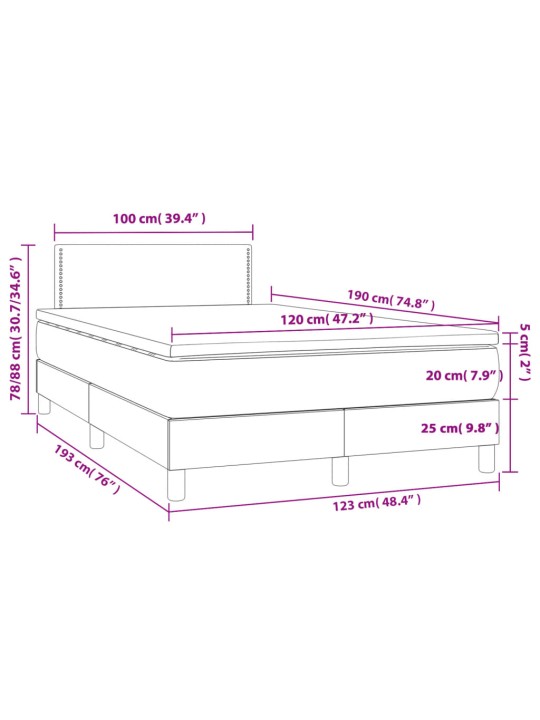 Box spring postel s matrací tmavě šedá 120x190 cm textil