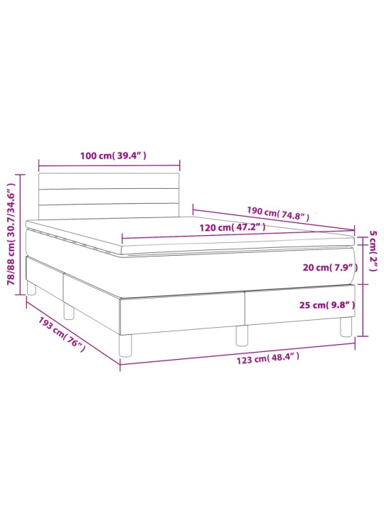 Box spring postel s matrací černá 120x190 cm textil