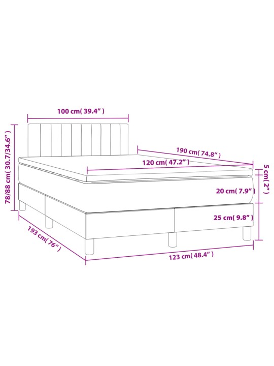 Box spring postel s matrací tmavě šedá 120x190 cm textil