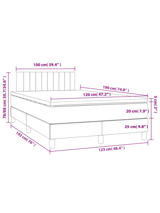 Box spring postel s matrací černá 120x190 cm textil