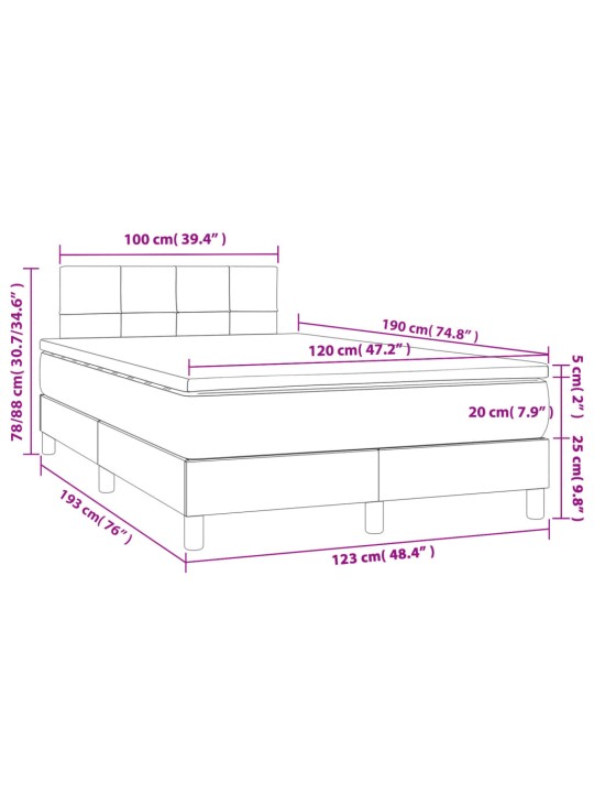 Box spring postel s matrací tmavě šedá 120x190 cm textil