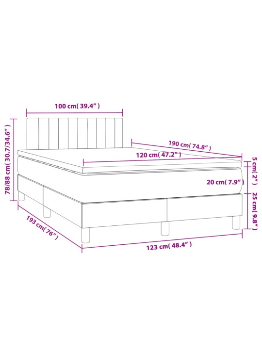Box spring postel s matrací černá 120x190 cm textil