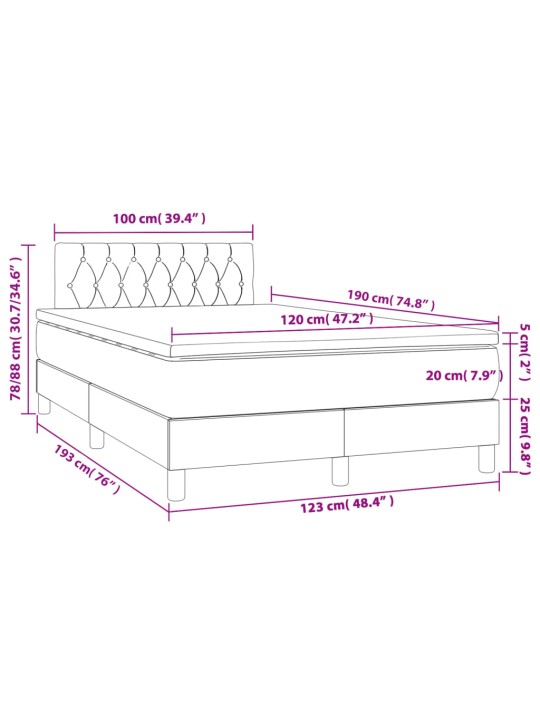 Box spring postel s matrací tmavě šedá 120x190 cm textil