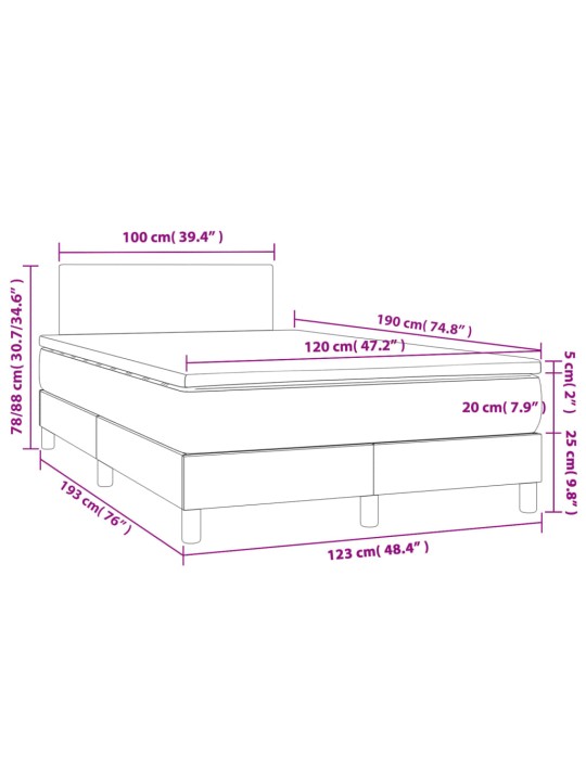 Box spring postel s matrací tmavě šedý 120x190 cm samet