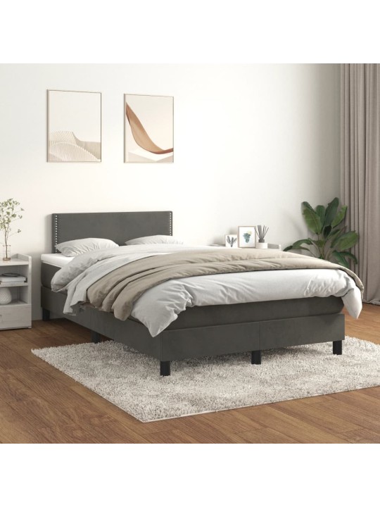 Box spring postel s matrací tmavě šedý 120x190 cm samet