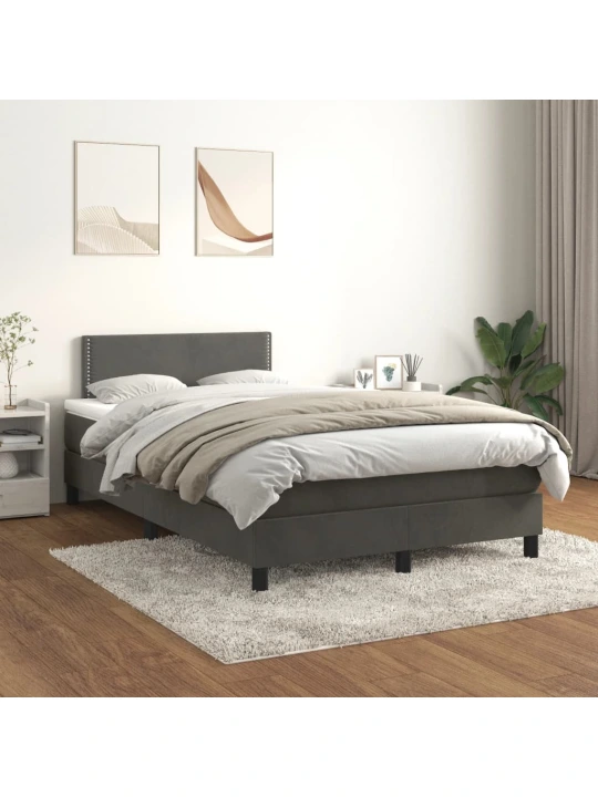 Box spring postel s matrací tmavě šedý 120x190 cm samet
