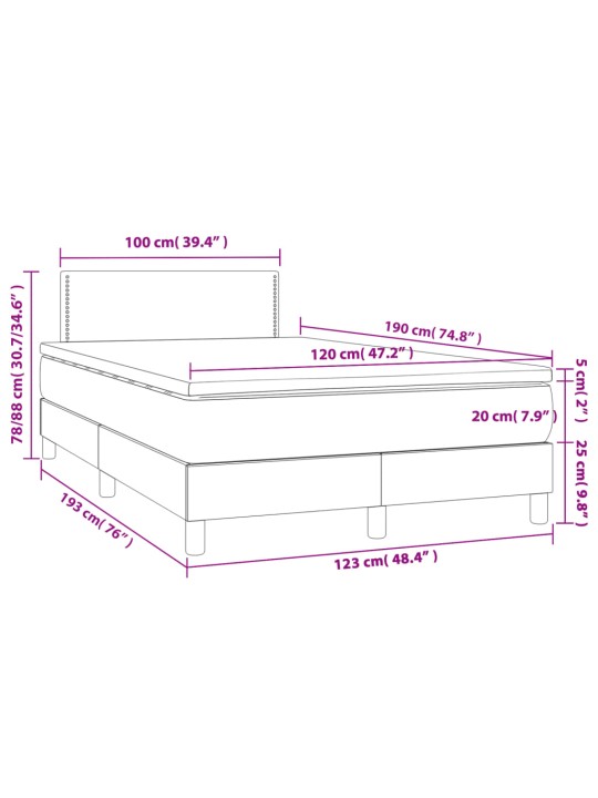 Box spring postel s matrací tmavě šedý 120x190 cm samet